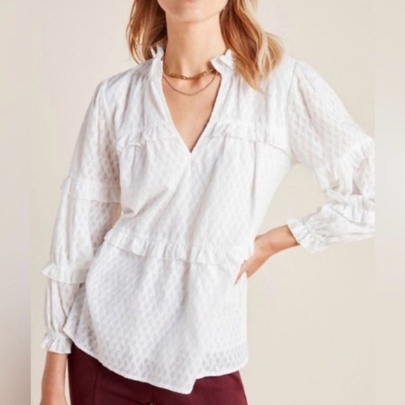 Anthropologie | Maeve | Angela Ruffled Peasant Blouse - Picture 1 of 9